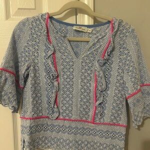 Vineyard Vines Blue and Pink Lace Blouse